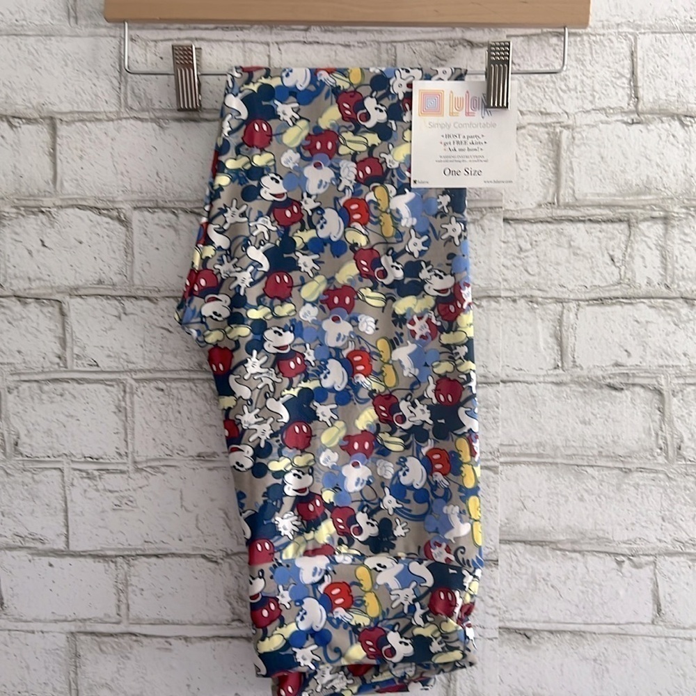 NEW!!! Vintage Disney Mickey Mouse Print Leggings LulaRoe ONESIZE OS Gray